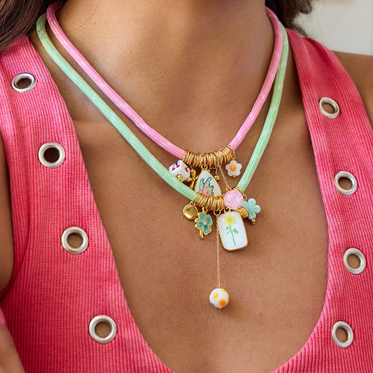 Stainless Steel Four-Leaf Clover Rope Necklace With Oil-Dripping Design